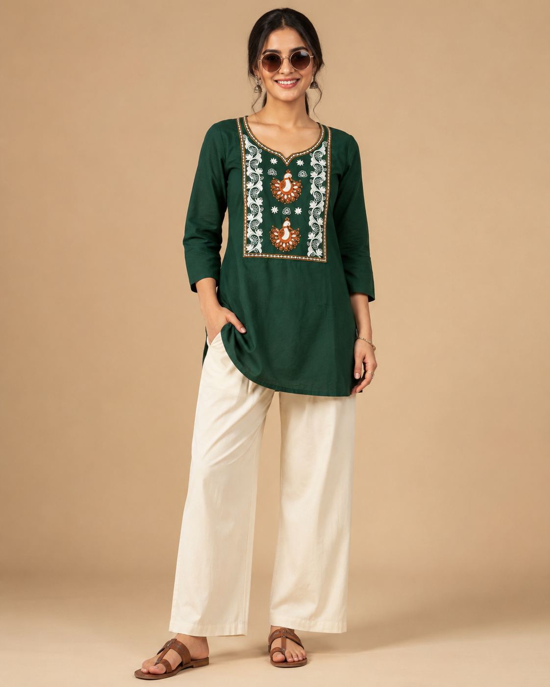 Embroidered Cotton Kurta Palazzo Set