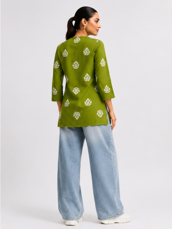 Olive Bloom Short Kurti