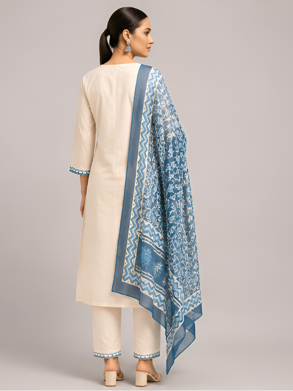 Embroidered Cotton Kurta Dupatta Set