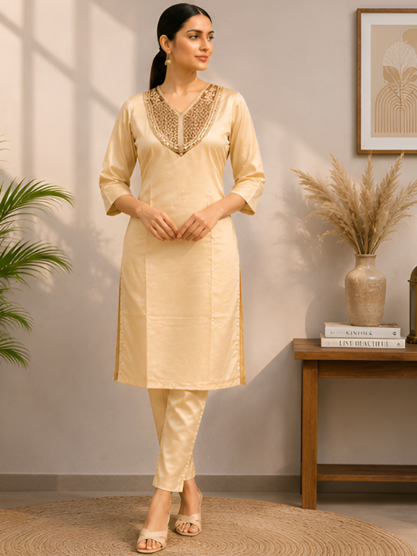 Elegant Embroidered Straight Kurta & Pant Set