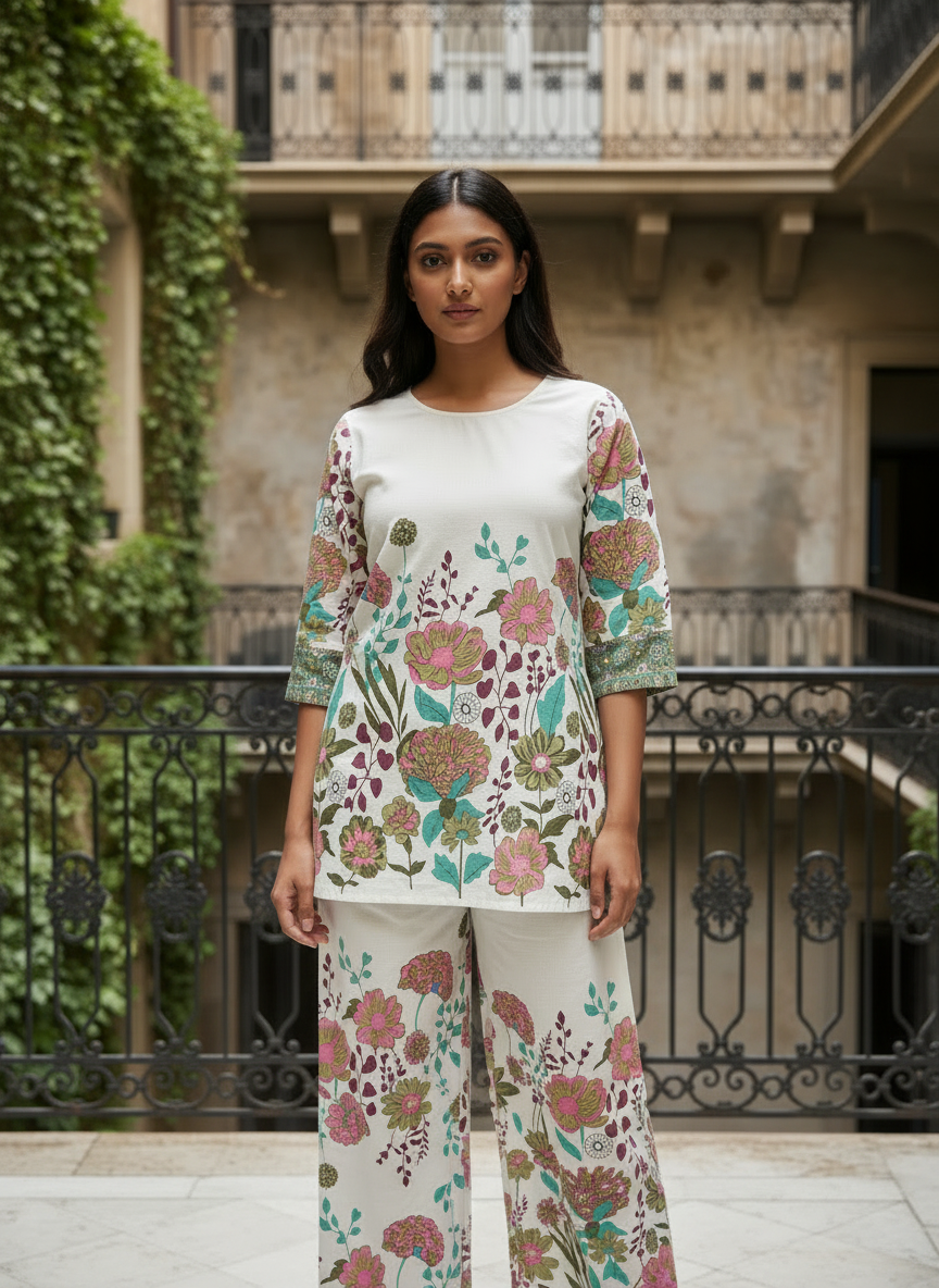 Floral Printed Khadi Cotton Co-Ord Set