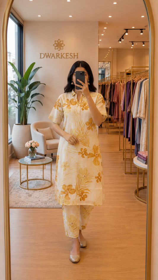 Floral Khadi Cotton Co-Ord Set