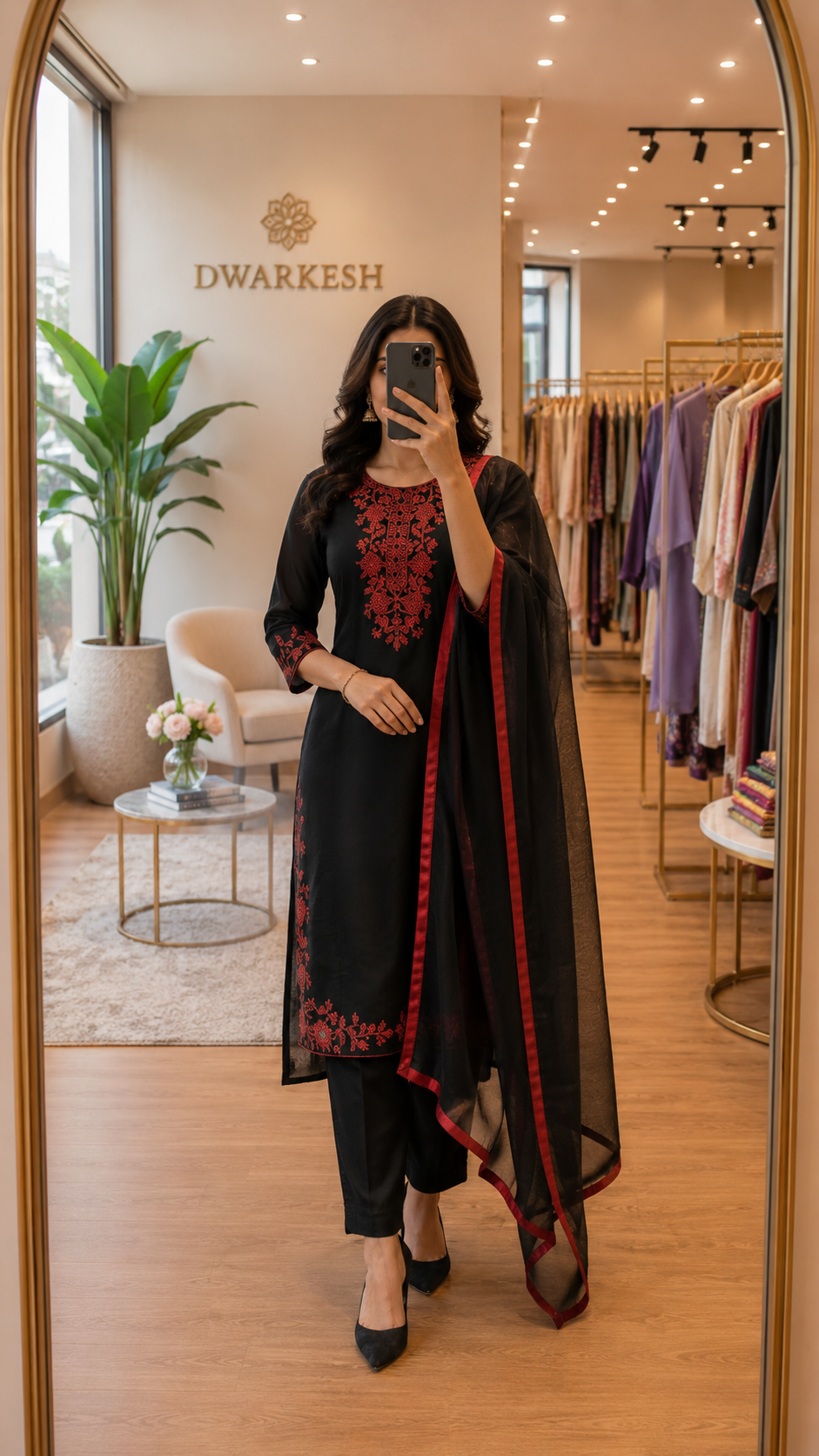 Elegant Black Embroidered Salwar Suit With Dupatta
