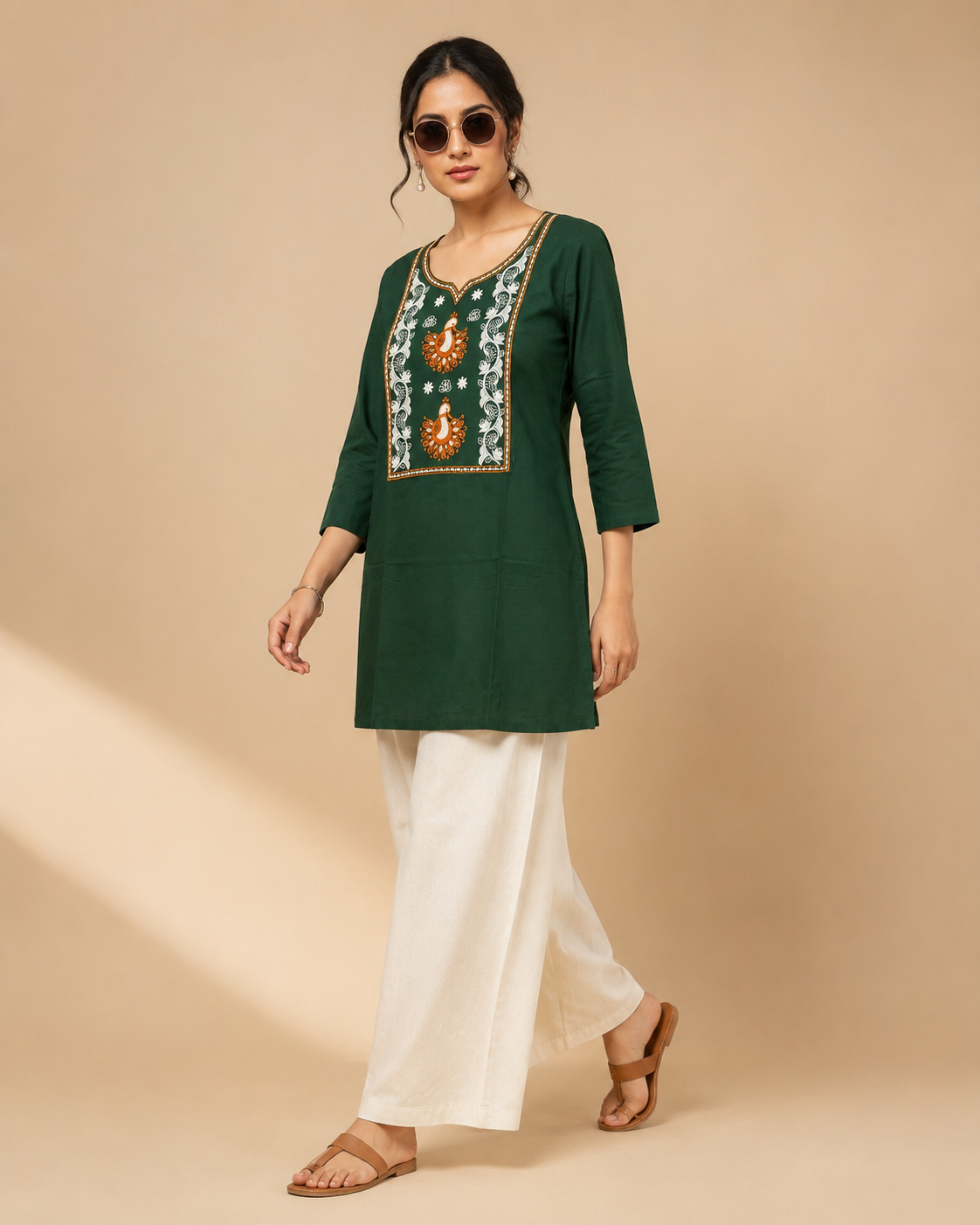 Embroidered Cotton Kurta Palazzo Set