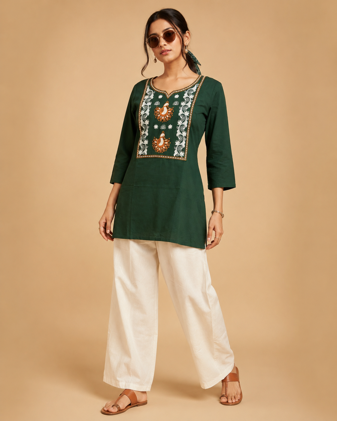 Embroidered Cotton Kurta Palazzo Set